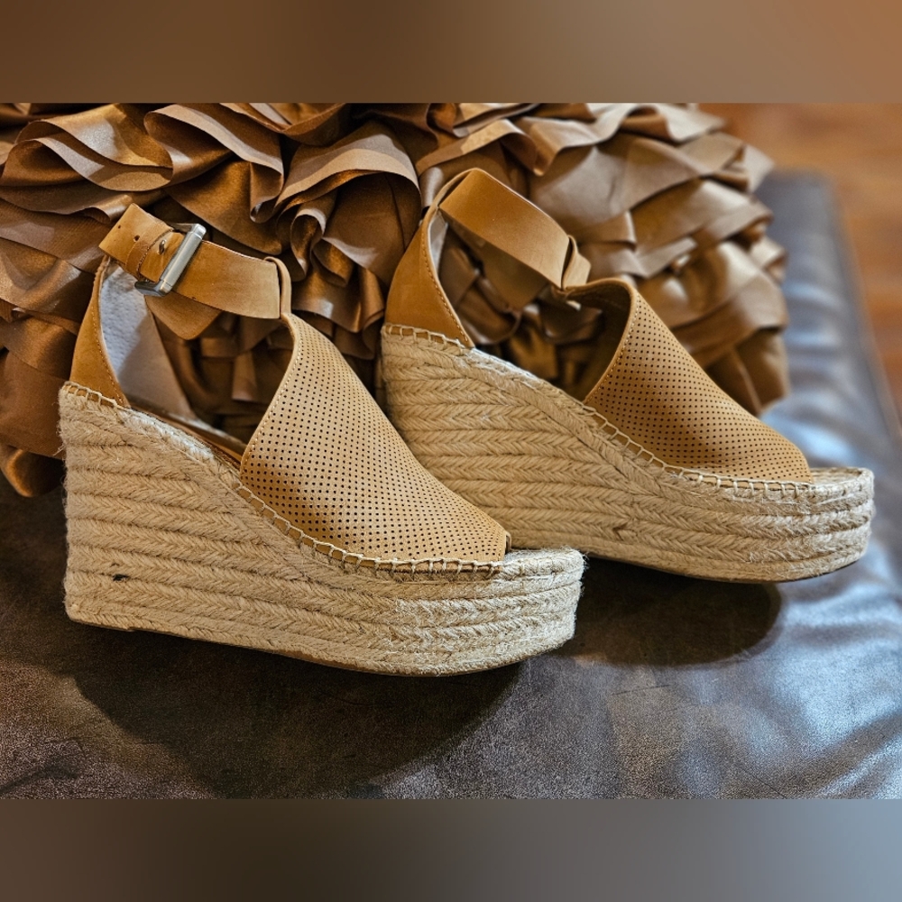 Marc Fisher Natural Suede “Annie” Wedges